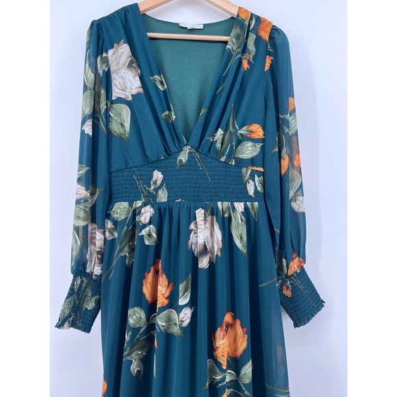 Baltic Born Dresses & Skirts - Baltic Born Teal Olivia Floral Maxi Dress V-Neck Green Size L